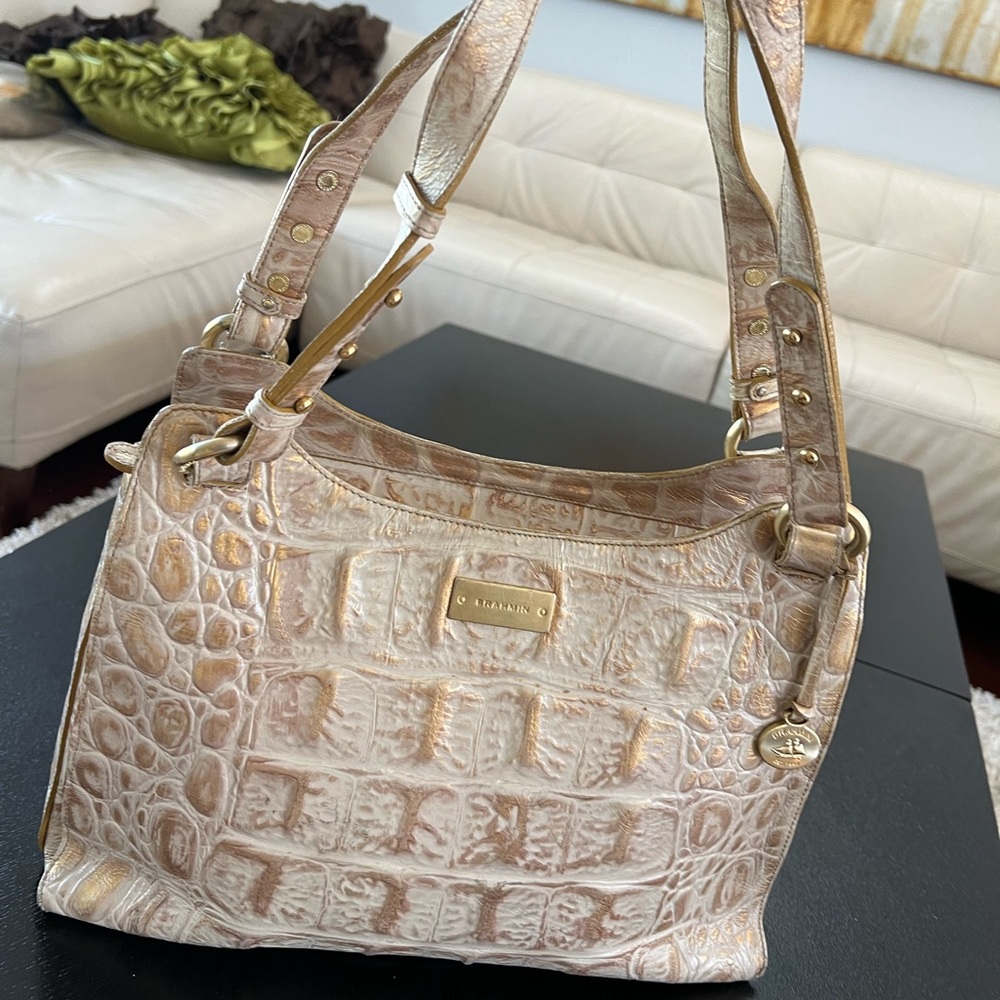 Leather croc embossed handbag